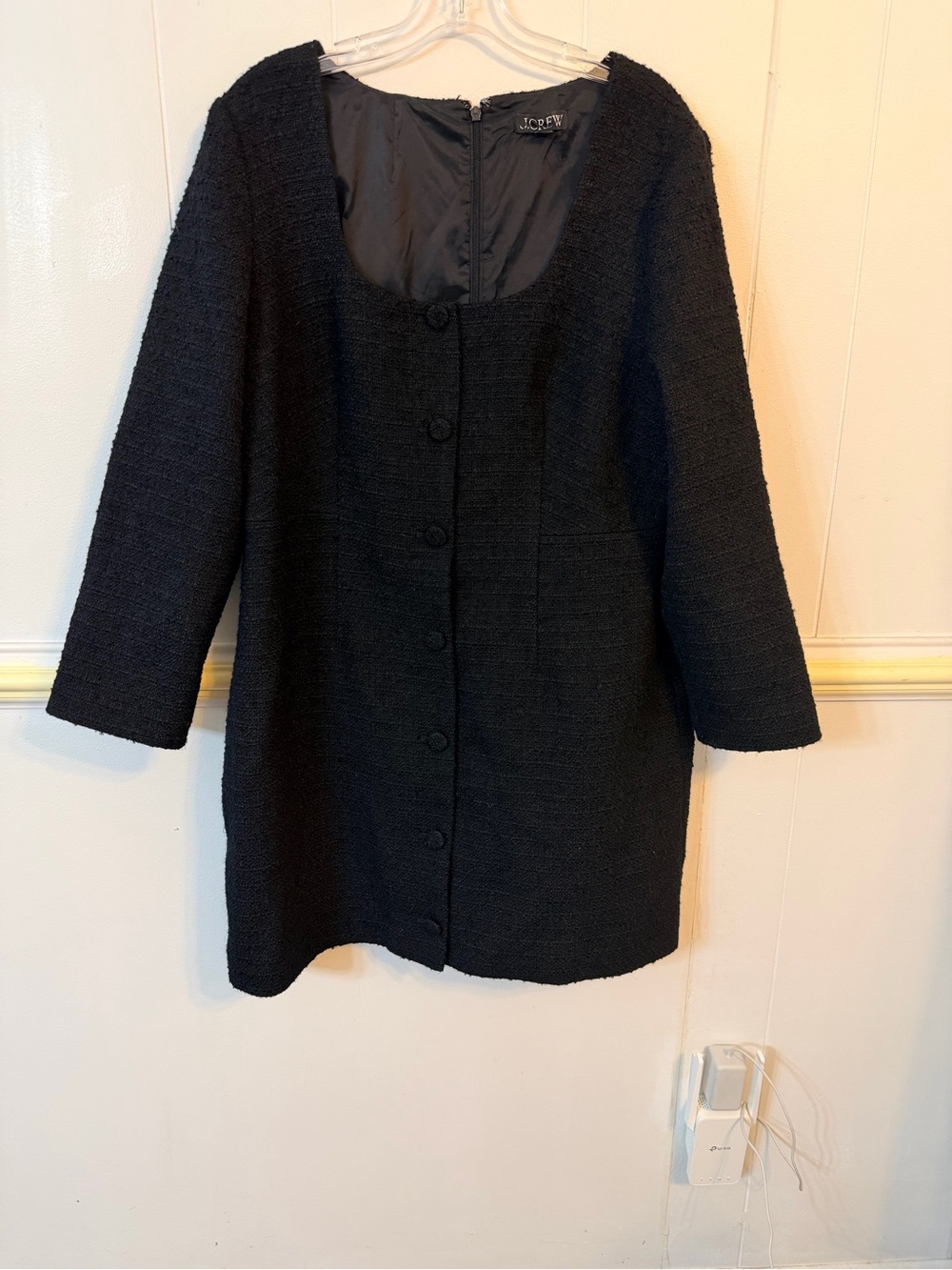 NWOT J. Crew Sophia Mini Dress in Maritime Tweed in black